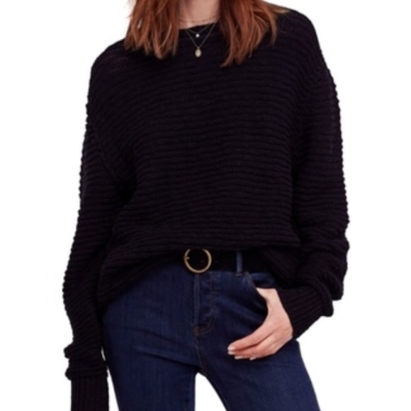 Free People Sweaters - Free People Menace Cotton Black Sweater